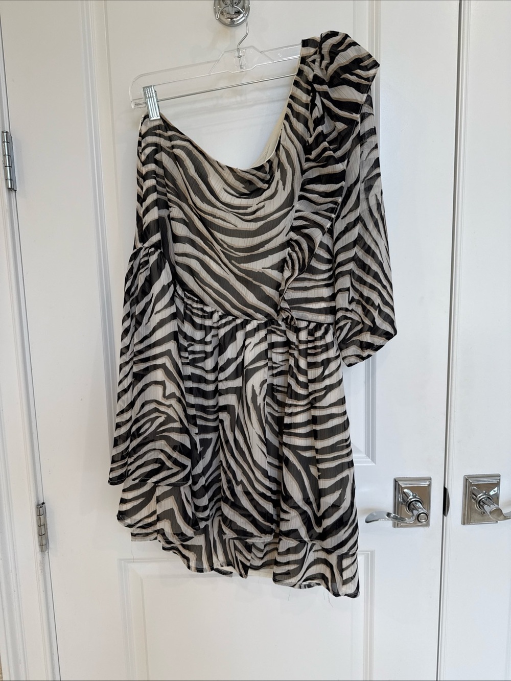 NWT express Rachel Zoe One-Shoulder Zebra Print Mini Dress